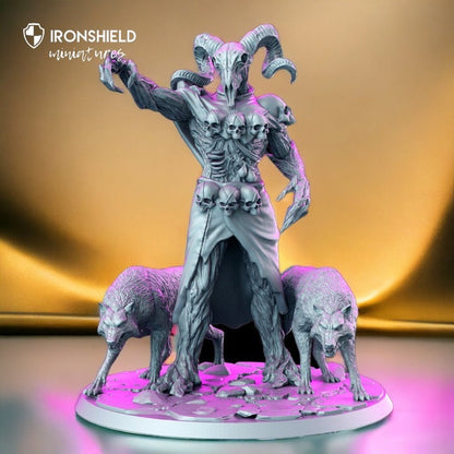 Keoghradan demon with ram&#39;s horns skulls of death for dnd figure print 3d resin 12k 32mm miniatures figures mini