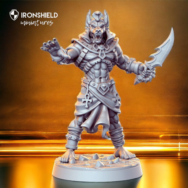 Anubti warrior with single dagger Egyptian detailed minis for dnd figure print 3d resin 12k 32mm miniatures figures mini