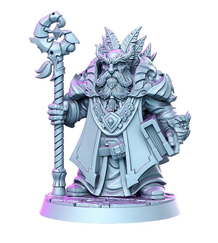 Draloth druid old sage with book and staff  for dnd figure print 3d resin 12k 32mm miniatures figures mini