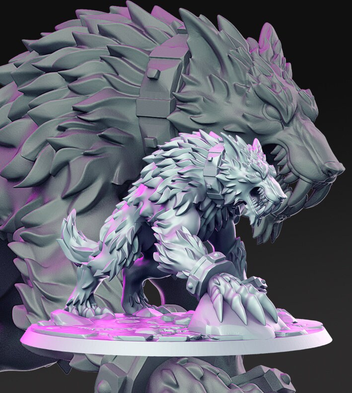 Fangrir dark wolf demon dog detailed mini for dnd figure print 3d resin 12k 32mm miniatures figures mins