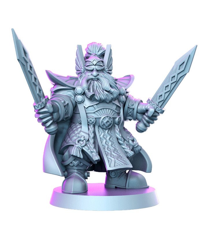 Grimhold dwarf warrior king of iron souls detailed mini for dnd figure print 3d resin 12k 32mm miniatures figures mins