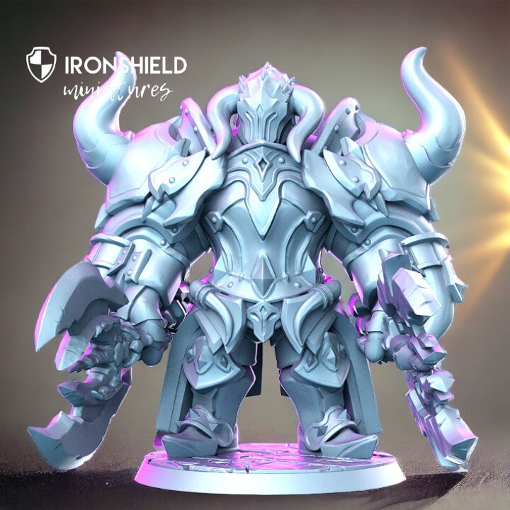 Gronith giant black knight monster berserker titan detailed mini for dnd figure print 3d resin 12k 32mm miniatures figures mins