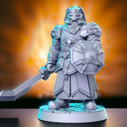 Dwarf ram soldier warrior sword with shield dnd figure print 3d resin 12k 32mm miniatures figures mini