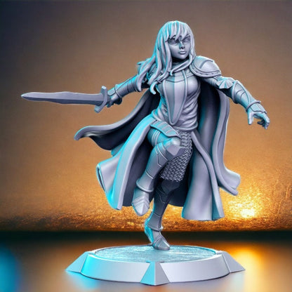 Elune warrior girl without helmet dnd figure print 3d resin 12k 32mm miniatures figures mini