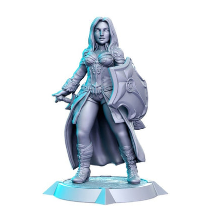 Esabell warior girl soldier with shield and sword dnd figure print 3d resin 12k 32mm miniatures figures mini