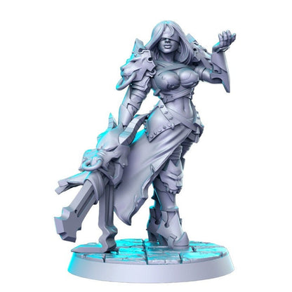 Landa blind warrior woman sword dnd figure print 3d resin 12k 32mm miniatures figures mini