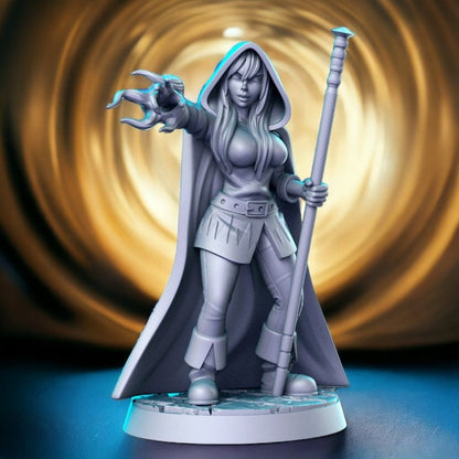 Mage woman sorcerer wizard dnd figure print 3d resin 12k 32mm miniatures figures mini