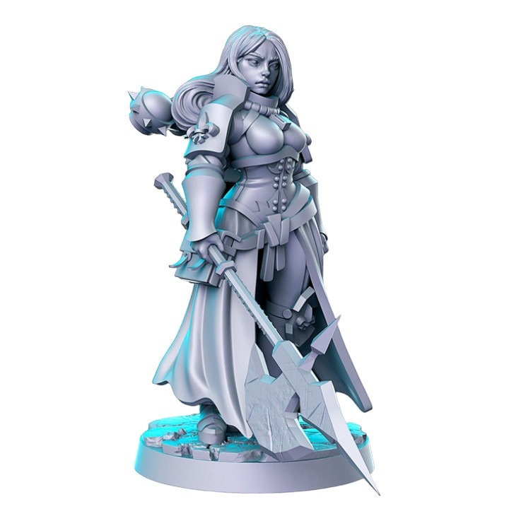 Monja warrior girl dnd figure print 3d resin 12k 32mm miniatures figures mini