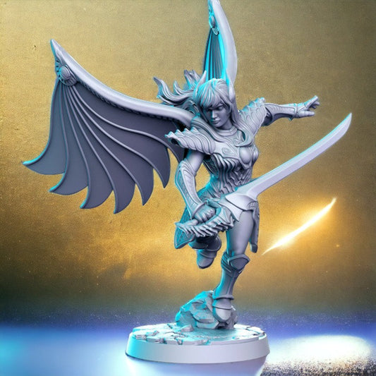 Soldier Rose winged with sword dnd figure print 3d resin 12k 32mm miniatures figures mini