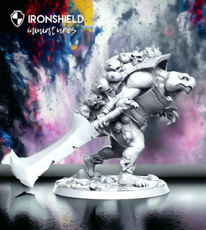 Kurgh warrior turtle death tamer soul ninja turtle detailed mini for dnd figure print 3d resin 12k 32mm miniatures figures mins