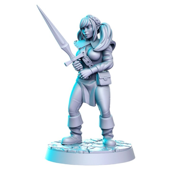 Elf sword two handed dnd figure print 3d resin 12k 32mm miniatures figures mini