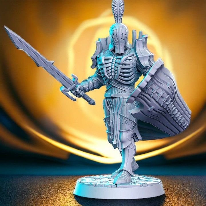 Amladril elven deathknight with sword and shield for dnd figure print 3d resin 12k 32mm miniatures figures mini