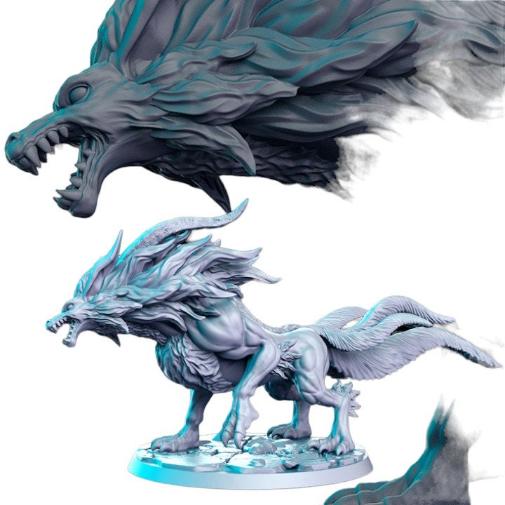 Icewolf wild dog alone wolf big teeth for dnd figure print 3d resin 12k 32mm miniatures figures mini