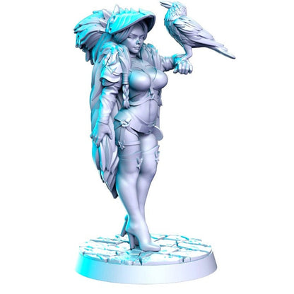 Kalima warrior gril with bird trooper for dnd figure print 3d resin 12k 32mm miniatures figures mini