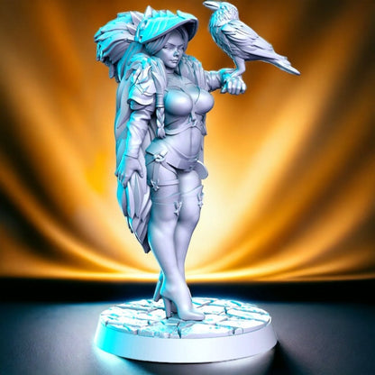 Kalima warrior gril with bird trooper for dnd figure print 3d resin 12k 32mm miniatures figures mini