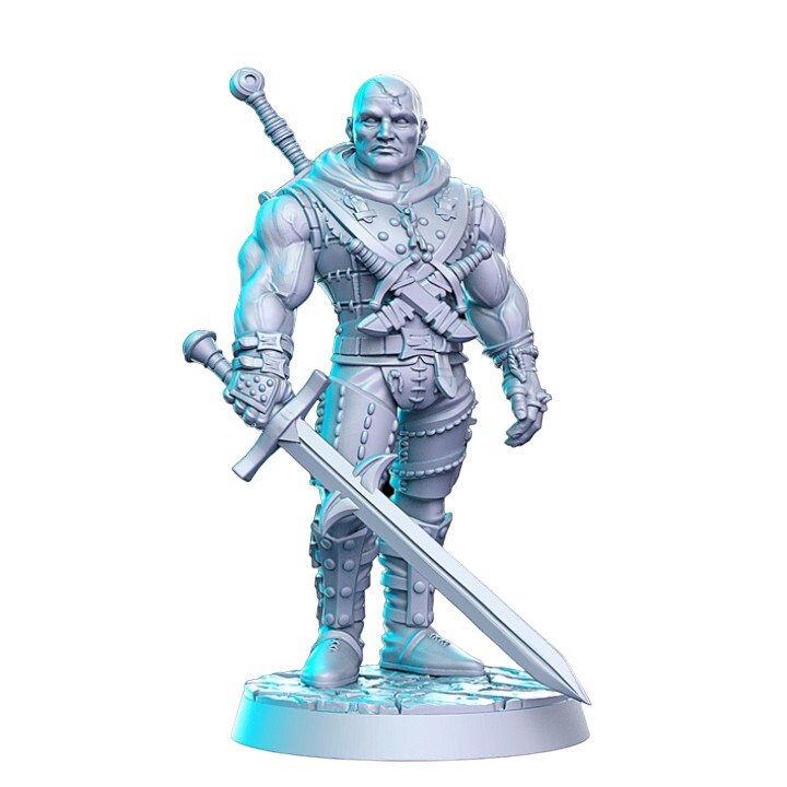 Kharen trooper swordsman assassin mutant for dnd figure print 3d resin 12k 32mm miniatures figures mini
