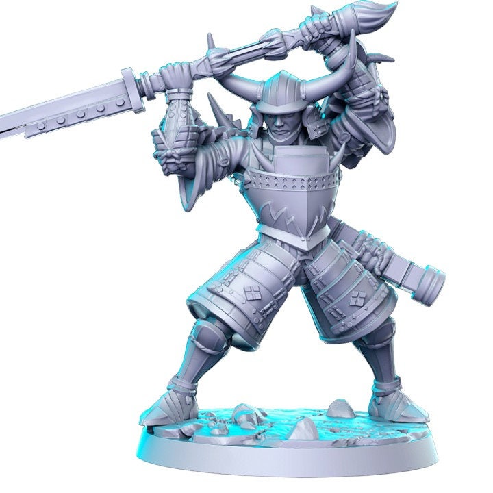 Kuroda nodachi wielding samurai swordsmen for dnd figure print 3d resin 12k 32mm miniatures figures mini