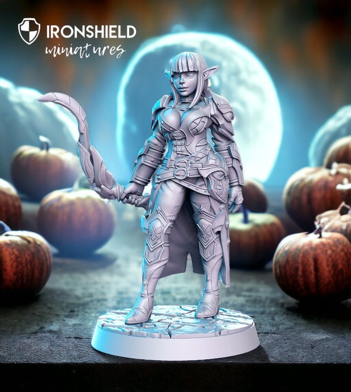 Mirvielle Female Archer mythical girl with a bow detailed mini for dnd figure print 3d resin 12k 32mm miniatures figures mins