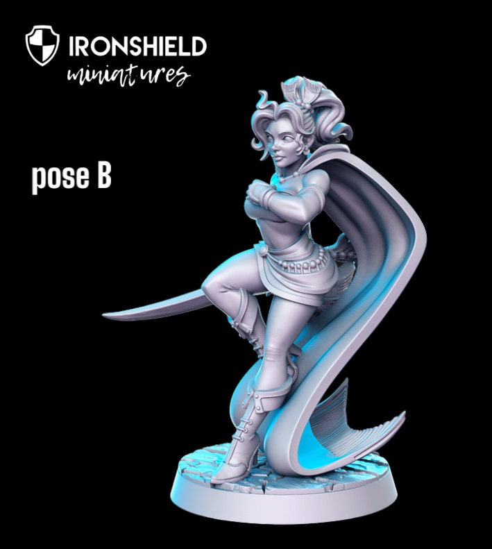 Techroid and Prissa - robot & girl warrior detailed mini for dnd figure print 3d resin 12k 32mm miniatures figures mins