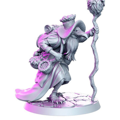 Dhrameek sage crow wanderer with a staff of power for dnd figure print 3d resin 12k 32mm miniatures figures mini