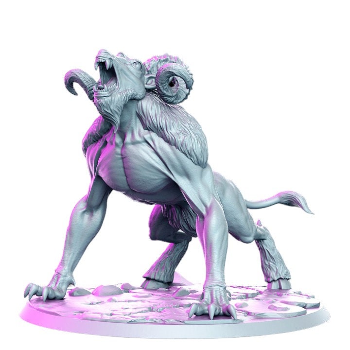 Dire ram howling muscular beast monster for dnd figure print 3d resin 12k 32mm miniatures figures mini