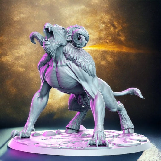 Dire ram howling muscular beast monster for dnd figure print 3d resin 12k 32mm miniatures figures mini