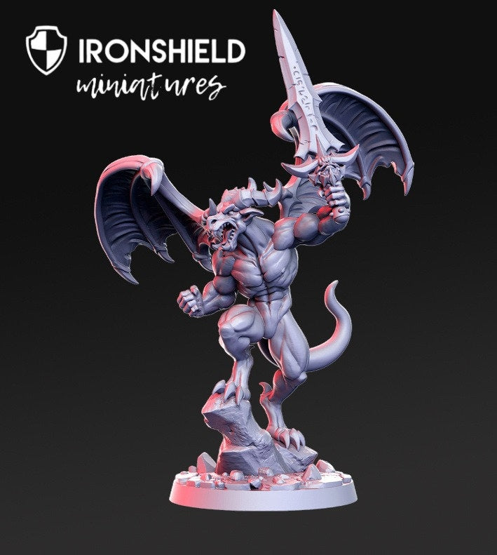 Sorbal - Demon bull dragon with sword detailed mini for dnd figure print 3d 32mm 12k miniatures Gift Idea | Dungeons and Dragons | Tabletop