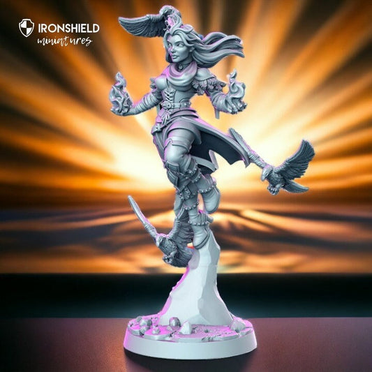 Genevieve lady of fire bird charmer fearless shaman for dnd figure print 3d resin 12k 32mm miniatures figures mini