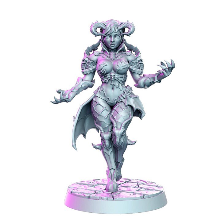 Levedith dark devil demon with horns dragon descendant for dnd figure print 3d resin 12k 32mm miniatures figures mini