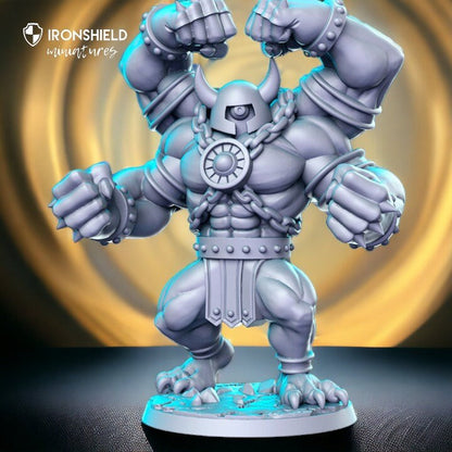 Gorghol cyclops warrior four-handed roman galdiator for dnd figure print 3d resin 12k 32mm miniatures figures mini