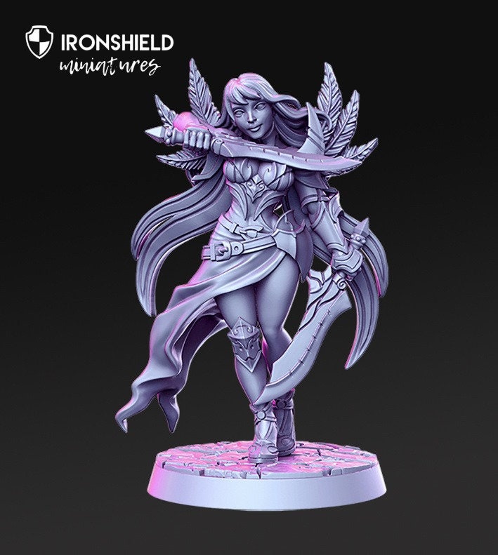 Valeen - Female blade dancer detailed mini for dnd figure print 3d 32mm 12k miniatures Gift Idea | Dungeons and Dragons | Tabletop