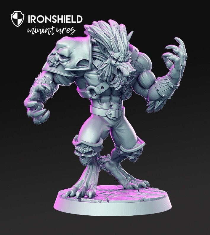 Willveris Werewolf warrior hunter mini for dnd figure print 3d 12k miniature 32mm miniatures Gift Idea | Dungeons and Dragons | Tabletop