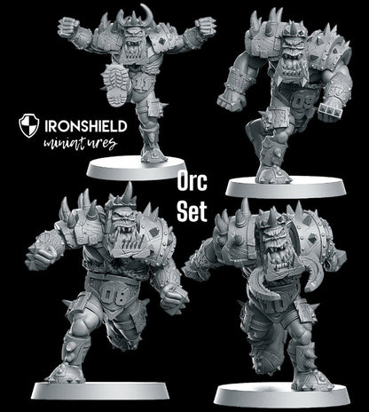 Orc Blitzer Set Fantasy Football undead warriors detailed mini for dnd figure print 3d resin 12k 32mm miniatures figures mins