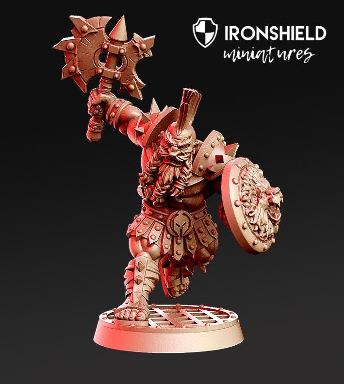 Arratos Dwarf Gladiator Warrior Shield Sparta mini for dnd figure print 3d 12k miniature miniatures Gift Idea Dungeons and Dragons Tabletop