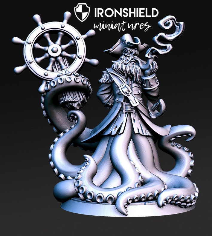 Captain Quidd - Pirate Octopus Captain Big Mini for dnd figure print 3d 12k miniature miniatures Gift Idea | Dungeons and Dragons | Tabletop