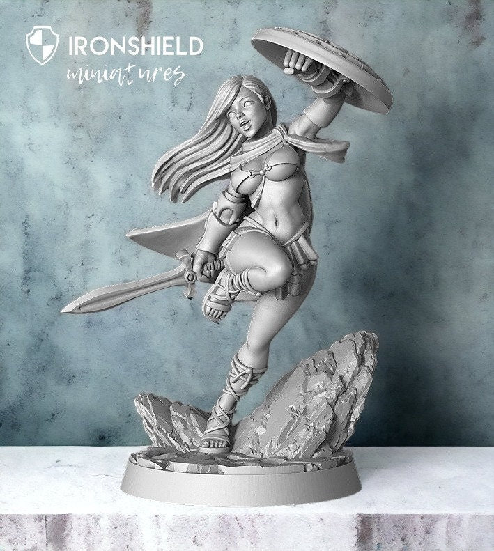 Crescendia - Greek Lady Warrior Girl mini for dnd figure print 3d 12k miniature miniatures Gift Idea | Dungeons and Dragons | Tabletop