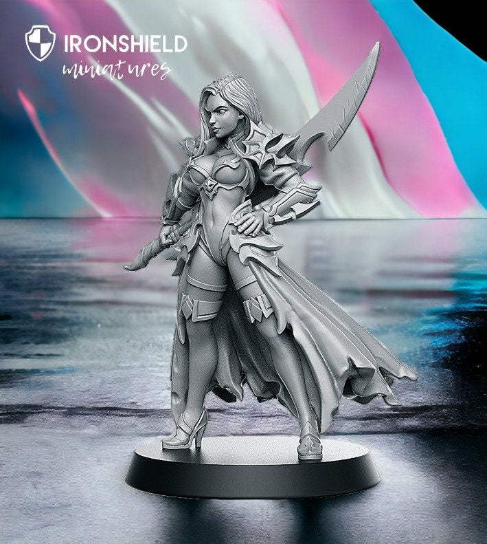 Dalila - Swordswoman Badass Warrior Girl mini for dnd figure print 3d 12k miniature miniatures Gift Idea | Dungeons and Dragons | Tabletop