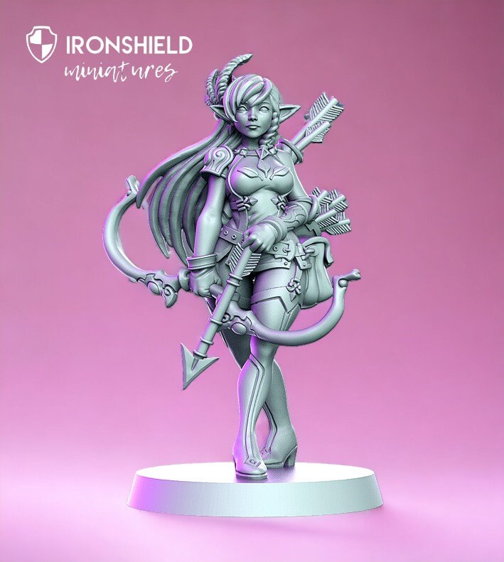 Elaina - Female Elf Archer Forest Girl mini for dnd figure print 3d 12k miniature miniatures Gift Idea | Dungeons and Dragons | Tabletop