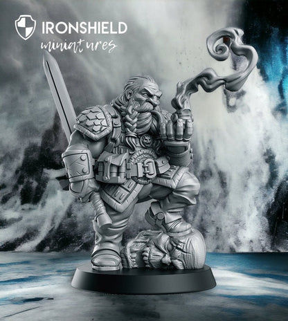 Garaldir - Dwarf Witcher Smoke Warrior mini for dnd figure print 3d 12k miniature miniatures Gift Idea | Dungeons and Dragons | Tabletop