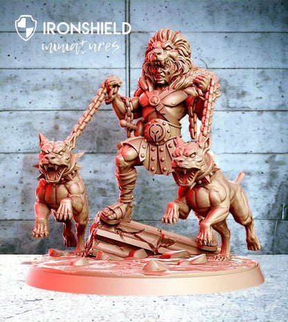 Heraklion Gladiator with dogs Sparta Barbarian mini for dnd figure print 3d 12k miniature miniatures Gift Idea Dungeons and Dragons Tabletop