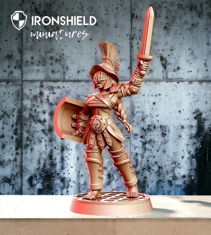 Murmilla - Female Gladiator sparta Fighter mini for dnd figure print 3d 12k miniature miniatures Gift Idea | Dungeons and Dragons | Tabletop