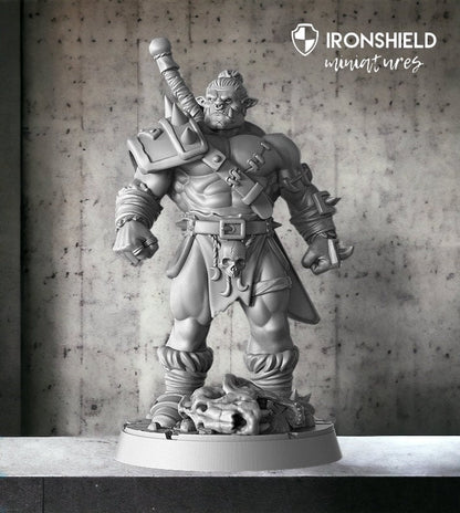 Nadug- Half Orc Warrior Fighter Barbarian mini for dnd figure print 3d 12k miniature miniatures Gift Idea | Dungeons and Dragons | Tabletop