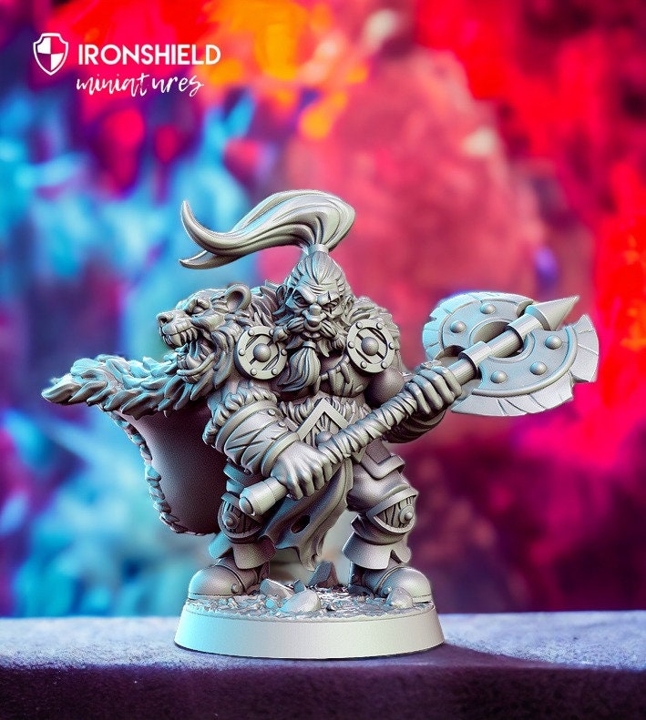 Ortwayn - Dwarf Warrior Axe Soldier Fight mini for dnd figure print 3d 12k miniature miniatures Gift Idea | Dungeons and Dragons | Tabletop