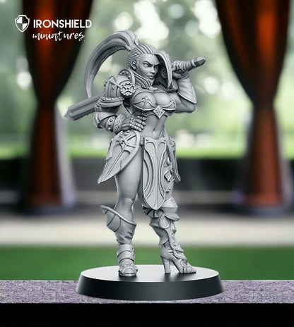 Skyla - Human Warrior Armed Swordswoman mini for dnd figure print 3d 12k miniature miniatures Gift Idea | Dungeons and Dragons | Tabletop