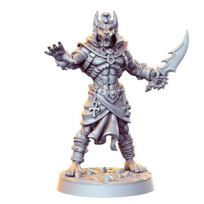 Anubti warrior with single dagger Egyptian detailed minis for dnd figure print 3d resin 12k 32mm miniatures figures mini