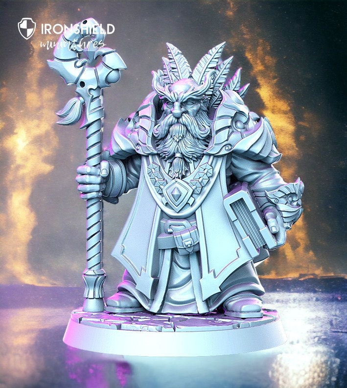 Draloth druid old sage with book and staff  for dnd figure print 3d resin 12k 32mm miniatures figures mini