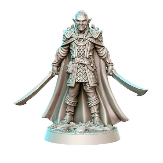 Evendil gennala elf general warrior knight detailed mini for dnd figure print 3d resin 12k 32mm miniatures figures mins