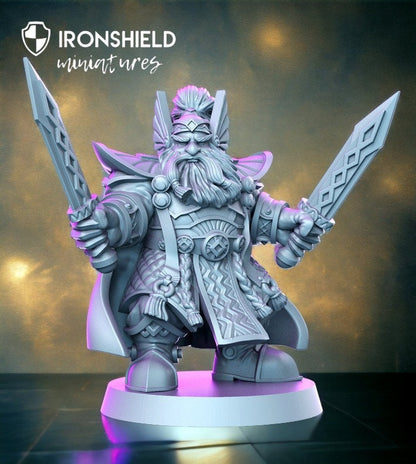 Grimhold dwarf warrior king of iron souls detailed mini for dnd figure print 3d resin 12k 32mm miniatures figures mins