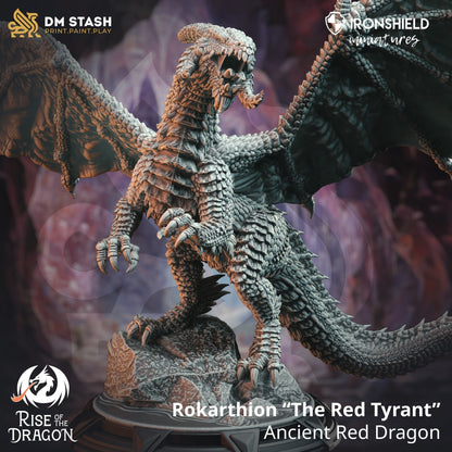 Giant Figure - Ancient Red Tyrant Dragon - Rokarthion with 100mm base print 3d 12k miniature Gift Idea mini | Dungeons & Dragons | DM Stash