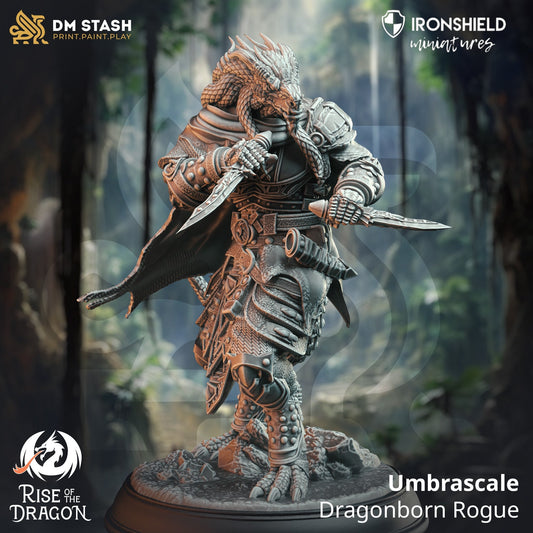 Dragonborn Assassin Rogue - Umbrascale Warrior figure with base print 3d 12k miniature Gift Idea mini Dungeons & Dragons Tabletop | DM Stash